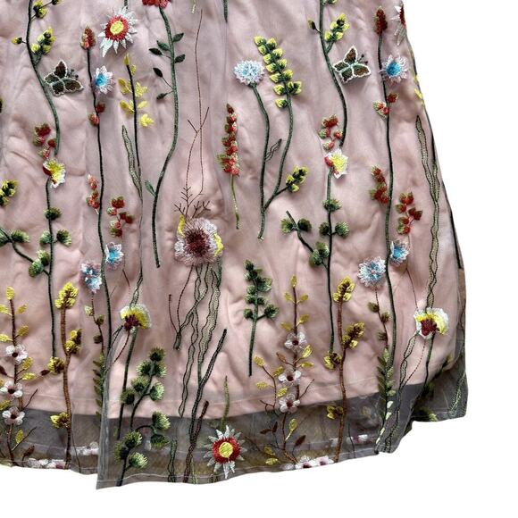 NWT Pink Shift Dress with Floral Overlay Women's Size Small - Picture 2 of 5